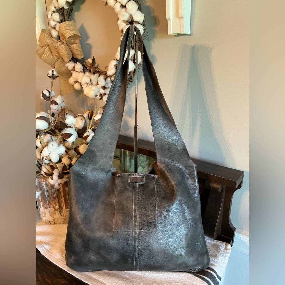 Bed Stu Leather Ariel Hobo Slouch Shoulder Bag Black Dip Dyed Retail $245 - Picture 12 of 14